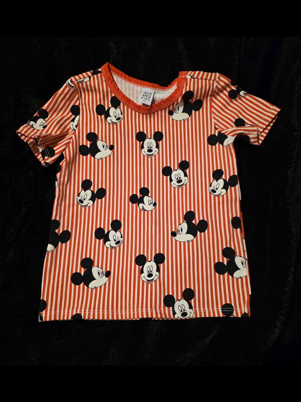 Wild Rich Kids Red Striped Mickey Kids Tee